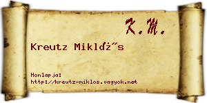 Kreutz Miklós névjegykártya